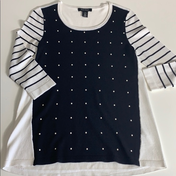 WHBM Black & White Contrast Top Mix print shirt xs women’s shirt - Picture 2 of 5